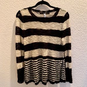 Kensie Black and Cream Striped Sweater